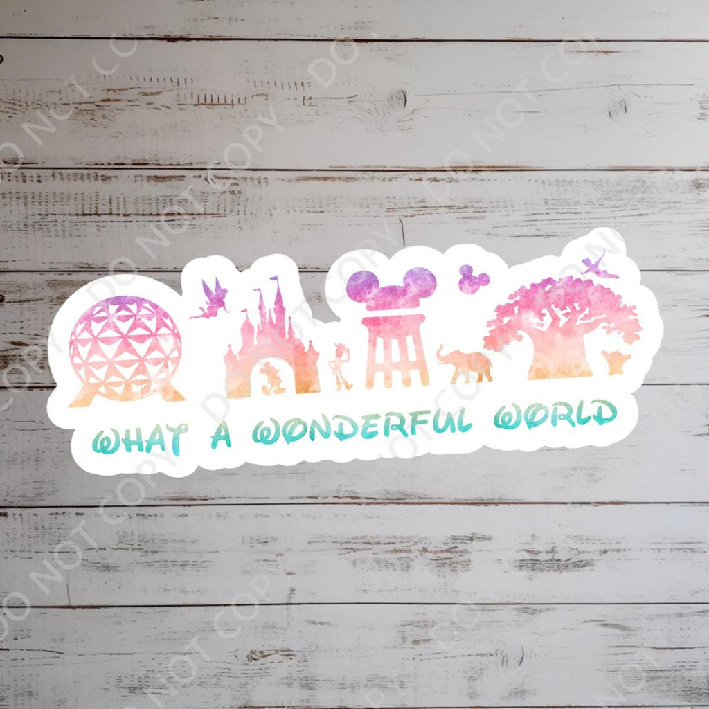 Disney What A Wonderful World Sticker Waterproof Disney Laptop, Disneying Theme Park Vacation, Castle Park Mouse