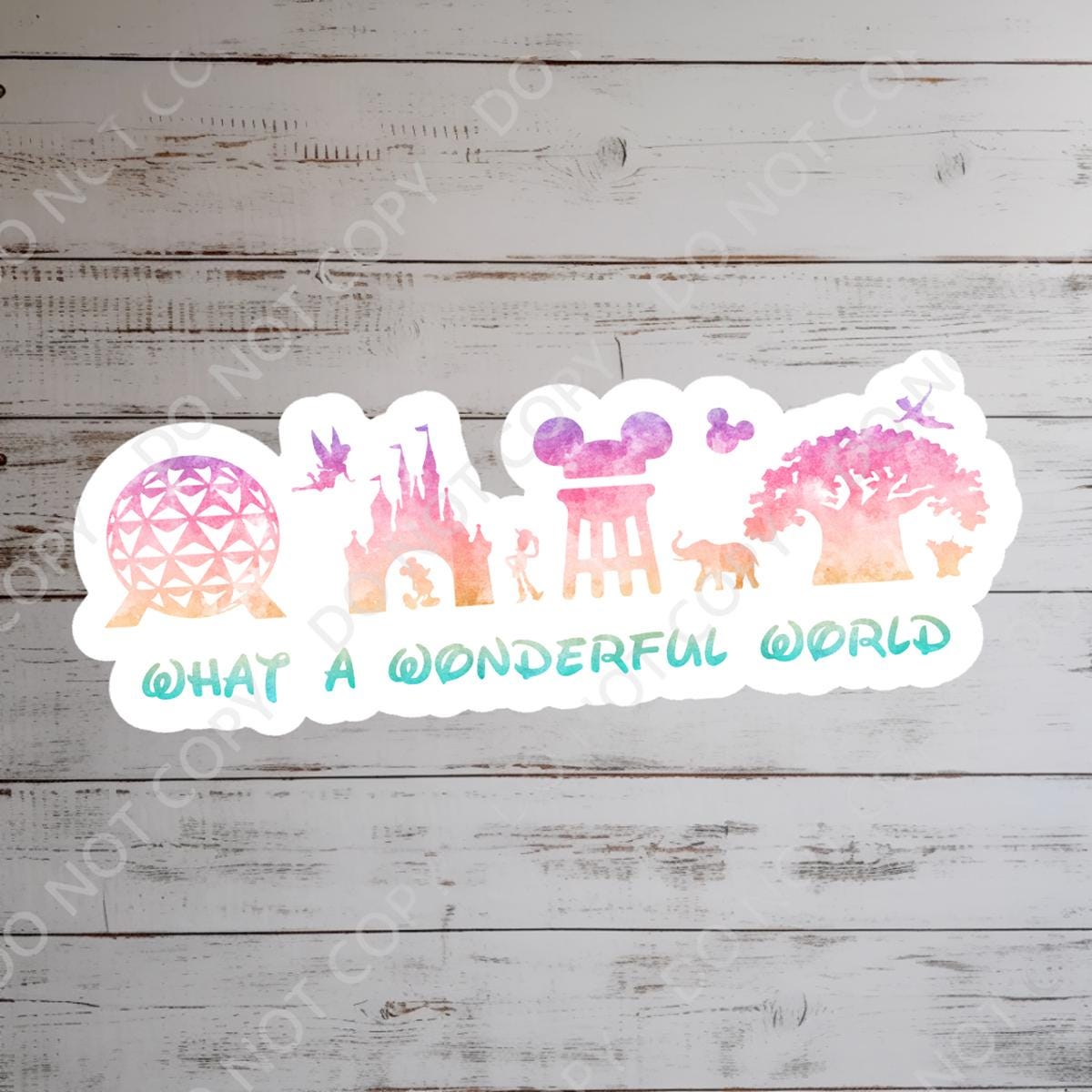 Disney What A Wonderful World Sticker Waterproof Disney Laptop, Disneying Theme Park Vacation, Castle Park Mouse