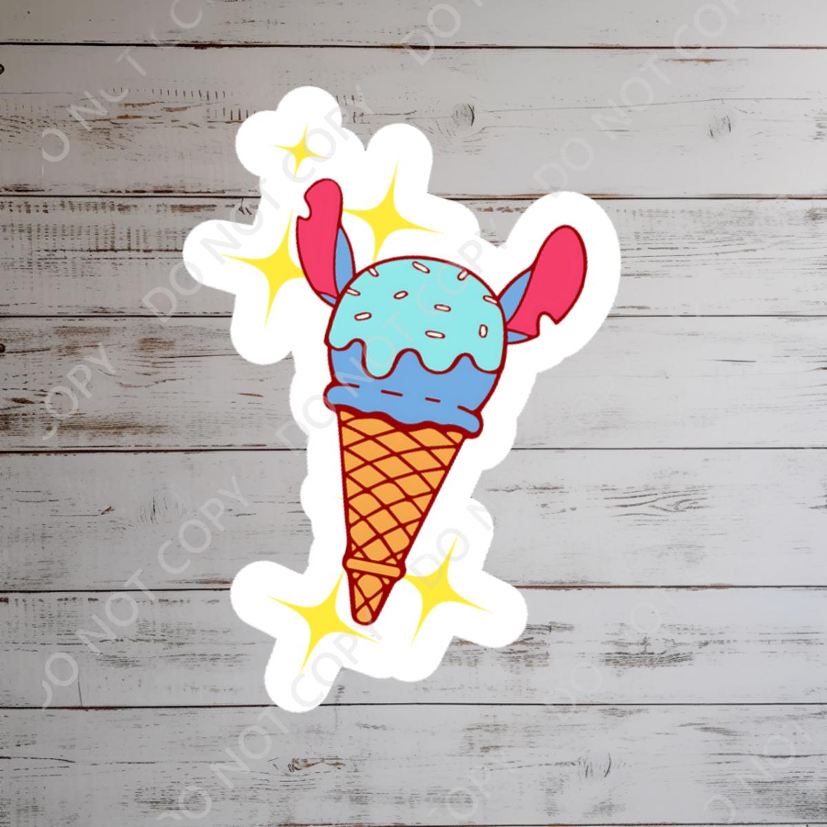 Disneyy disney Stitch Ice Cream Cone Waterproof Disney Laptop Stickers disneysnacks planner stationery decal water bottle cell phonelogo
