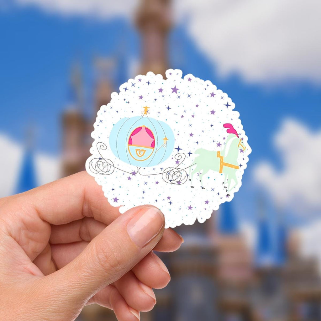 Cinderella Carriage Vinyl Sticker: Watercolor Castle, Glass Slipper, journal stickers, disney gift, disney present, junk journal