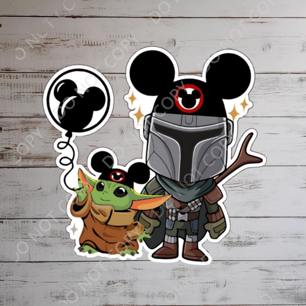 Disneyy Mando and the BB Sticker Waterproof Disney Laptop Stickers Mandalorian Star Warsplanner stationery decal water bottle cell phonelogo