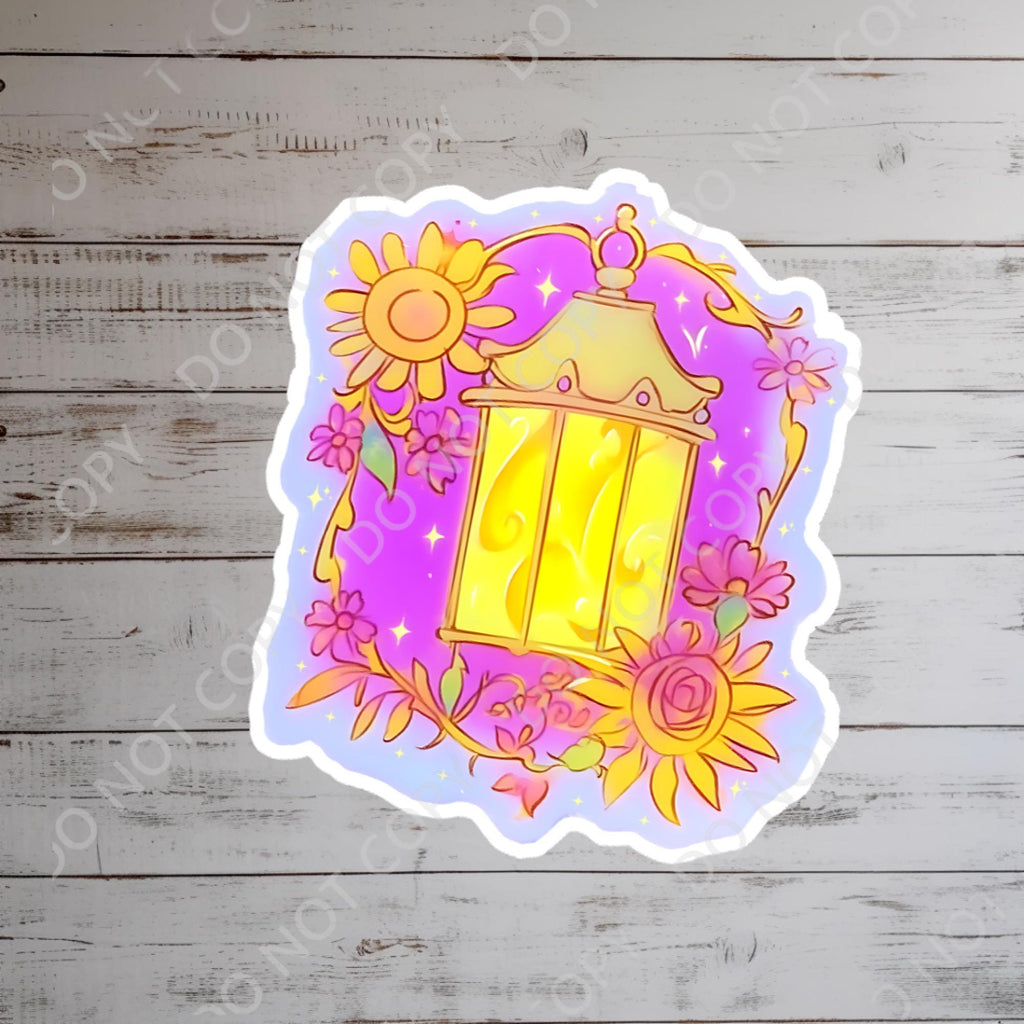 Floral Tangled Lantern Sticker: Waterproof Rapunzel Princess Decal