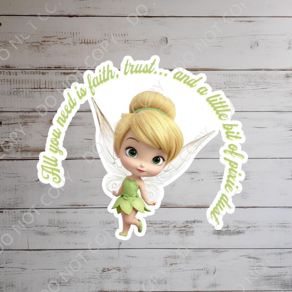 Tinkerbell Sticker/ Peter Pan Neverland Disneyy Pixie Dust Laptop Stickers/Mickey Vinyl Decals/ Bujo Journal Planner Water bottle sticker