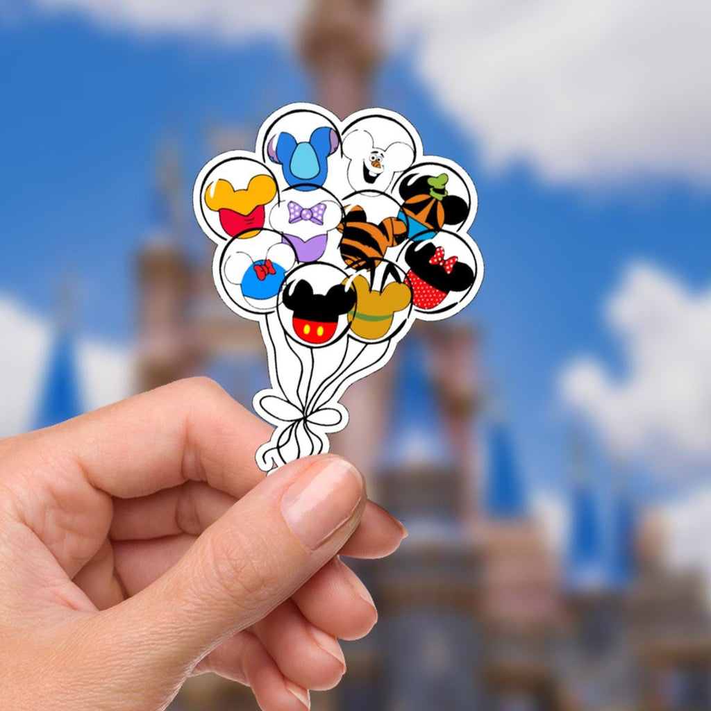 Disneyy Ballons Sticker Waterproof Disney Laptop Stickers/  Mickey, Minnie, Winnie the Pooh Stitch planner stationery decal water bottle cell phone