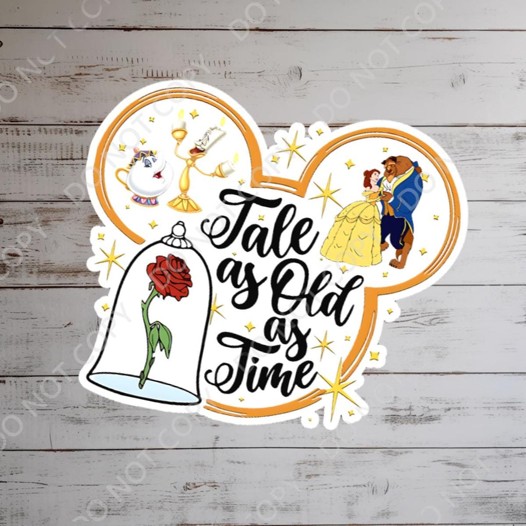 Beauty and The Beast Sticker: Waterproof Vinyl Decal for Laptop, Water Bottle, Tale as old as Time, Disney presents, Disney Gifts, Junk Journal, Journal stickers,