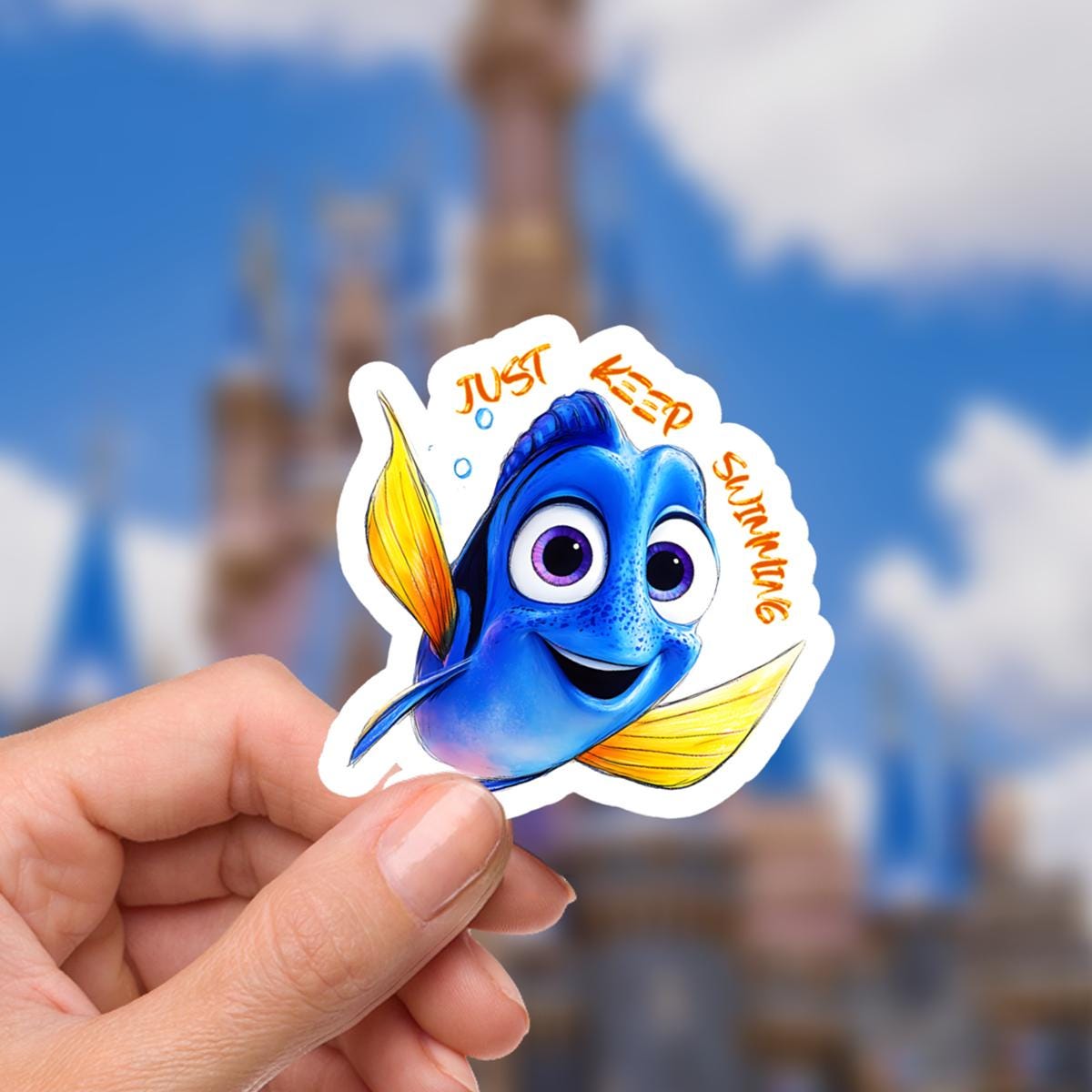 Disney Finding Nemo Dory "Just Keep Swimming" Sticker: Waterproof Vinyl Decal