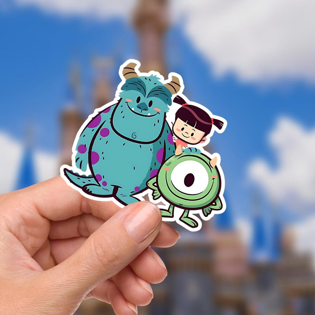 Monsters Inc. Sully and Boo , Kitty ,   World Sticker Waterproof Disney Laptop, Disneying Theme Park Vacation, Castle Park Mouse, Disney stickers, Hydro Bottle, Junk journal, journal stickers