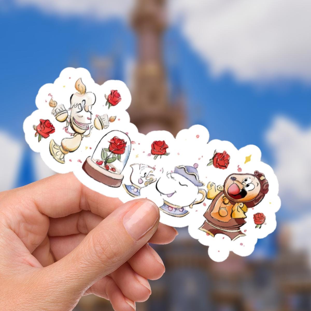 Lumier,  Cogsworth,  Beauty And The Beast  Disneyy World Sticker Waterproof Disney Laptop, Disneying Theme Park Vacation, Castle Park Mouse