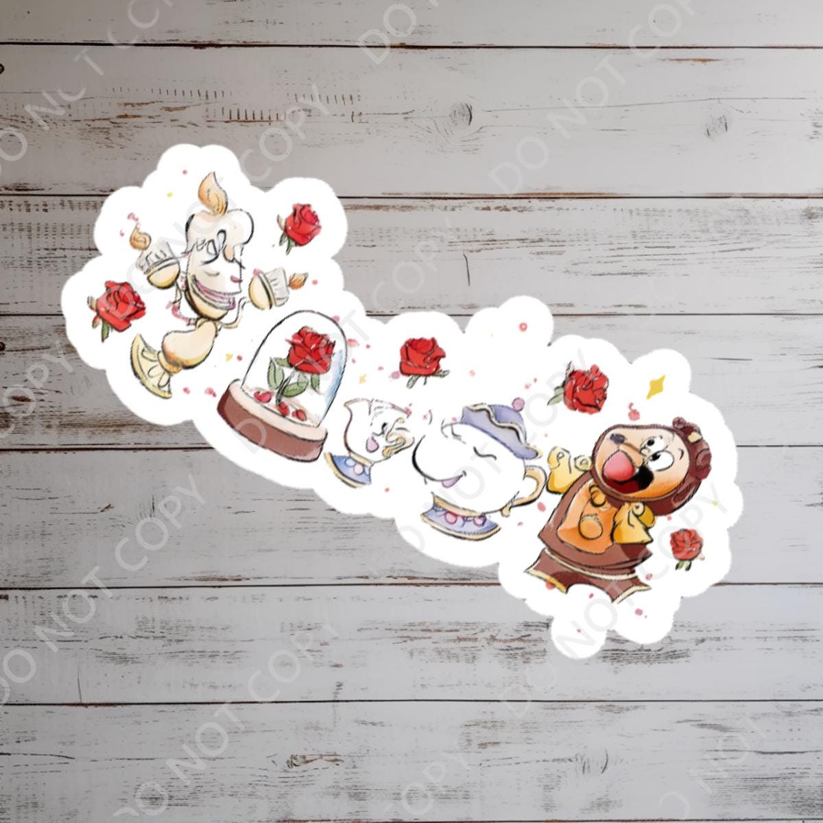 Lumier,  Cogsworth,  Beauty And The Beast  Disneyy World Sticker Waterproof Disney Laptop, Disneying Theme Park Vacation, Castle Park Mouse