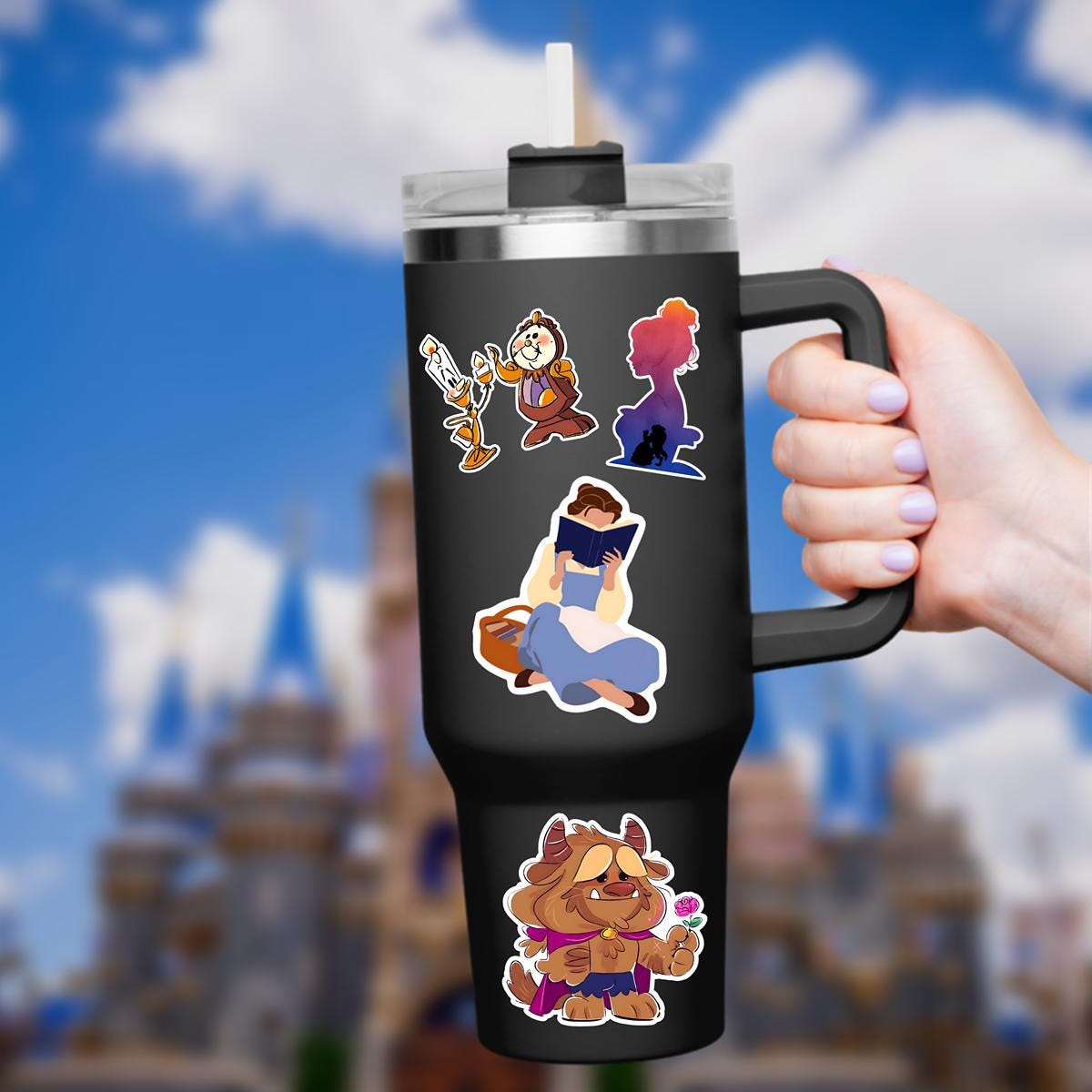 Beauty and The Beast Sticker: Disney Waterproof Vinyl Decal for Laptop, Water Bottle Christmas Present. Gift,