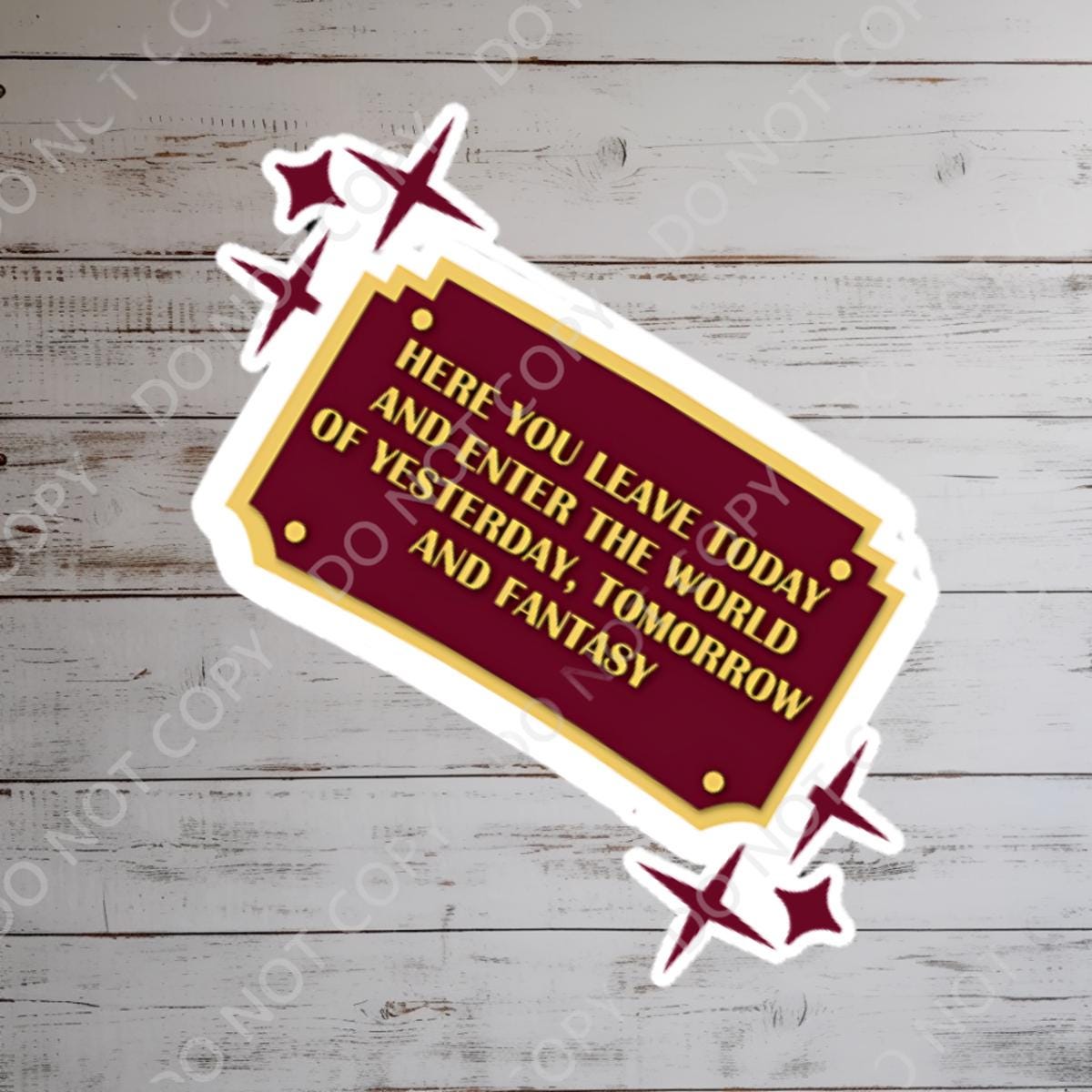 Disney Disneyland Entrance Plaque Sticker: Waterproof Vinyl Decal