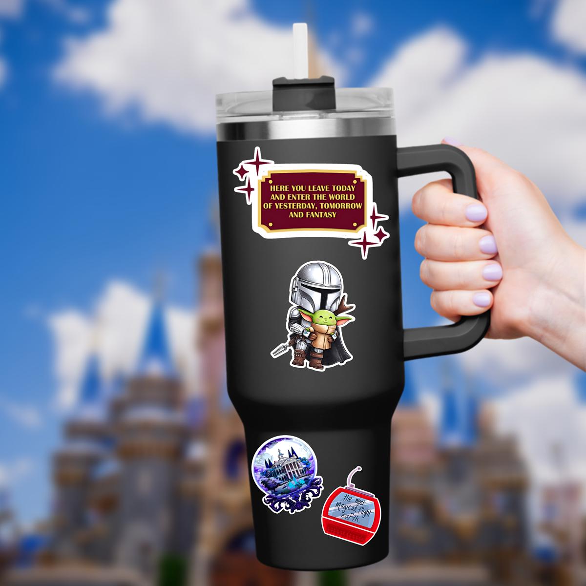 Mando Baby Yoda Star Wars Waterproof Disney Laptop Stickers/  Disney yoda starwars planner stationery decal water bottle cell phonelogo