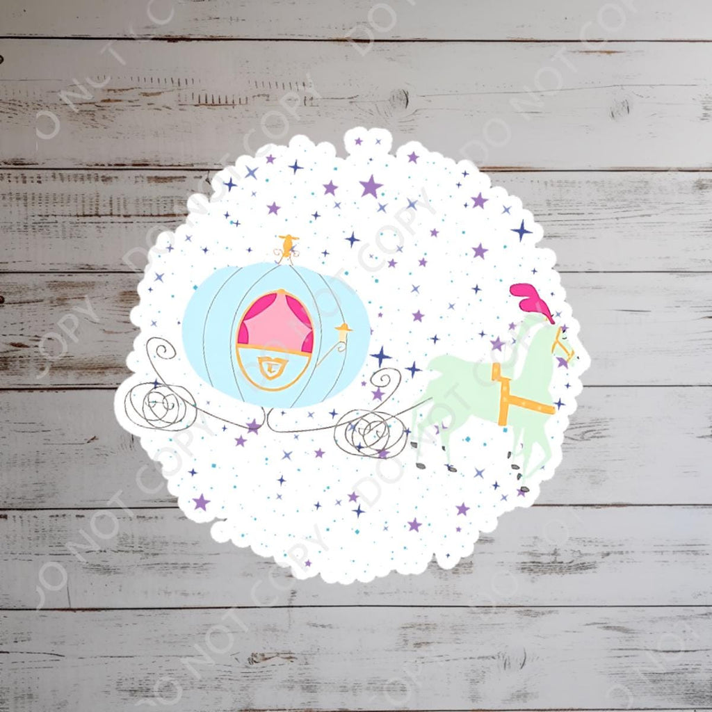 Cinderella Carriage Vinyl Sticker: Watercolor Castle, Glass Slipper, journal stickers, disney gift, disney present, junk journal
