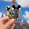 Disneyy Mando and the BB Sticker Waterproof Disney Laptop Stickers Mandalorian Star Warsplanner stationery decal water bottle cell phonelogo