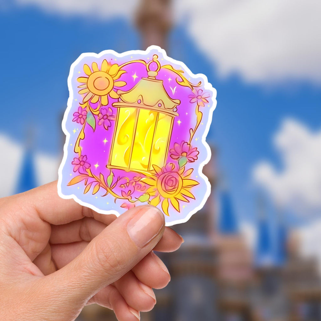 Floral Tangled Lantern Sticker: Waterproof Rapunzel Princess Decal