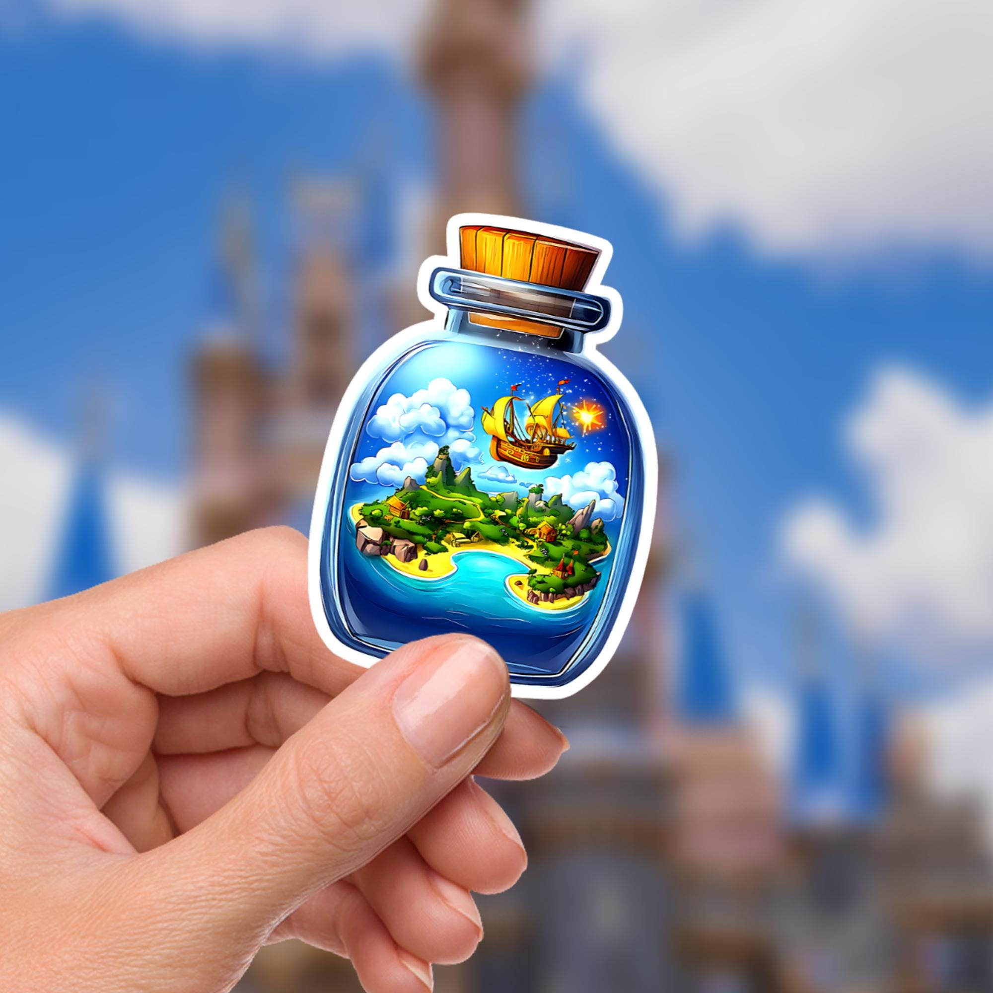 Disneyy Peter Pan Neverland Waterproof Disney Laptop Stickers Neverland Captain Hook Terrarium sticker planner stationery decal water bottle