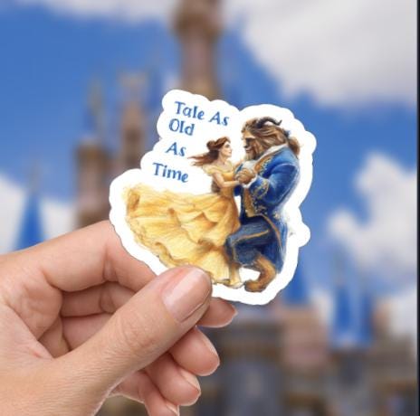 Disney Beauty And The Beast Tale As Old As TimeWaterproof Disney Laptop Stickers/ Ohana Aloha planner stationery decal water bottle cell