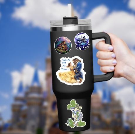 Disney Beauty And The Beast Tale As Old As TimeWaterproof Disney Laptop Stickers/ Ohana Aloha planner stationery decal water bottle cell