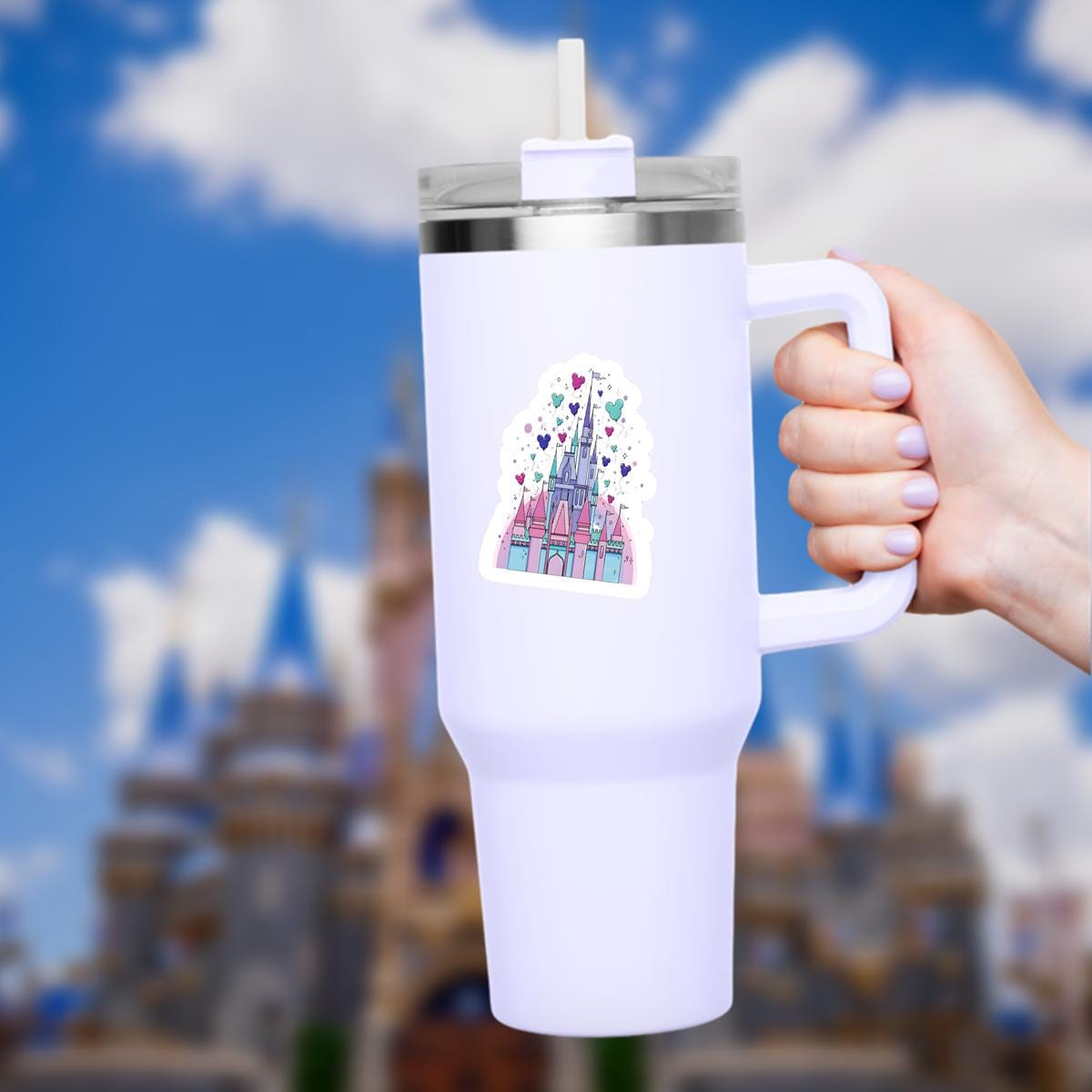 Disneyy Castle Mickeyy Mouse Ballons World Sticker Waterproof Disney Laptop, Disneying Theme Park Vacation, Castle Park Mouse