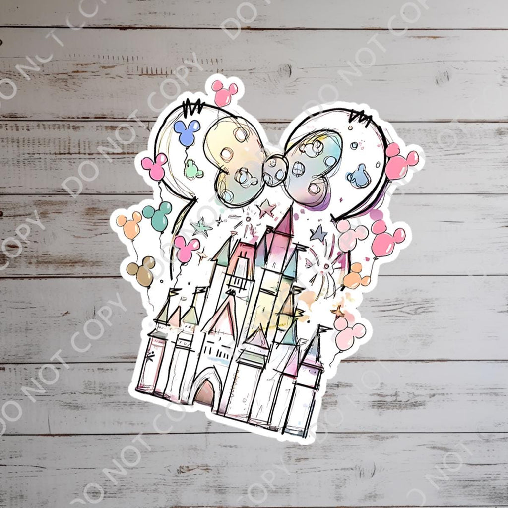 Magic Kingdom Castle Sticker, Watercolor Mickey Mouse Decal