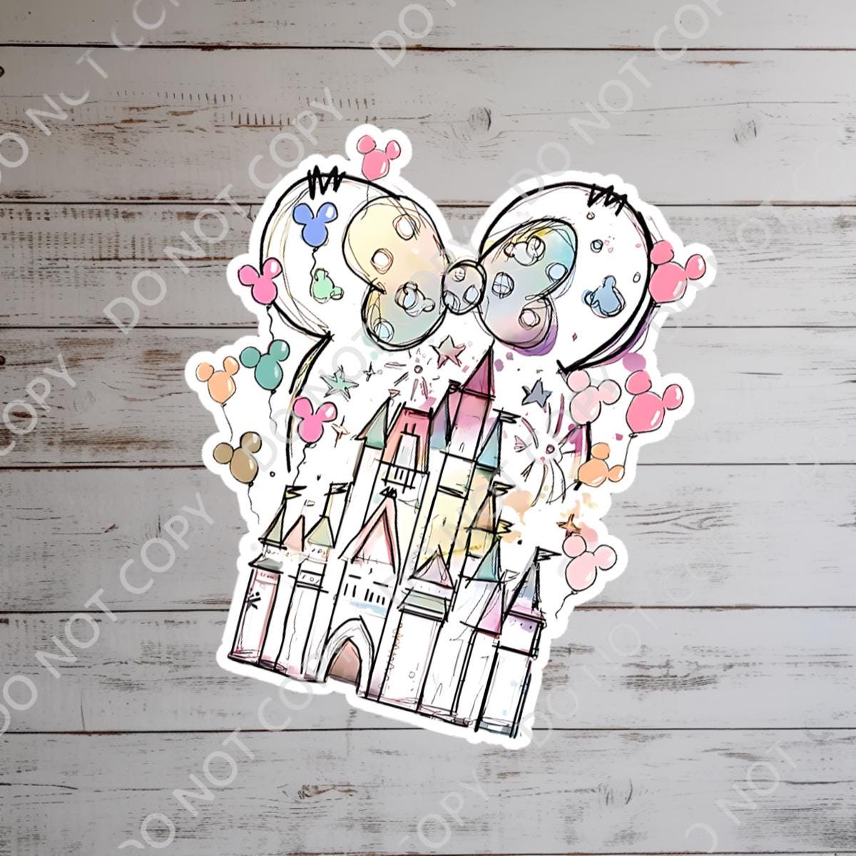 Magic Kingdom Castle Sticker, Watercolor Mickey Mouse Decal