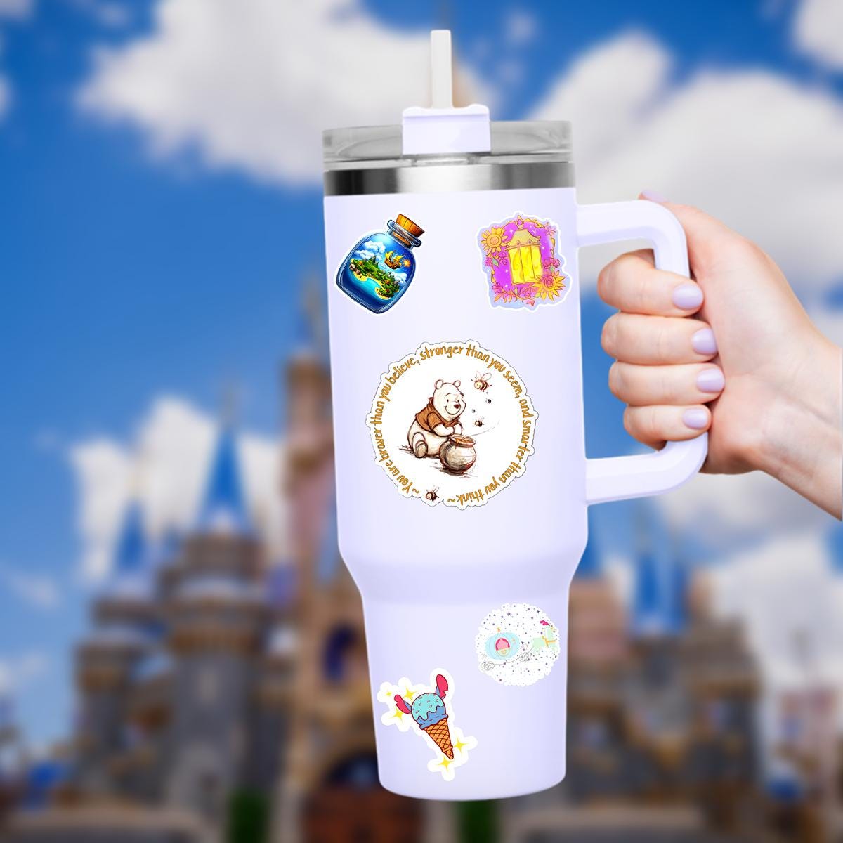Disneyy Winnie The Pooh Disney Laptop Sticker Positive Affirmation planner stationery decal water bottle cell