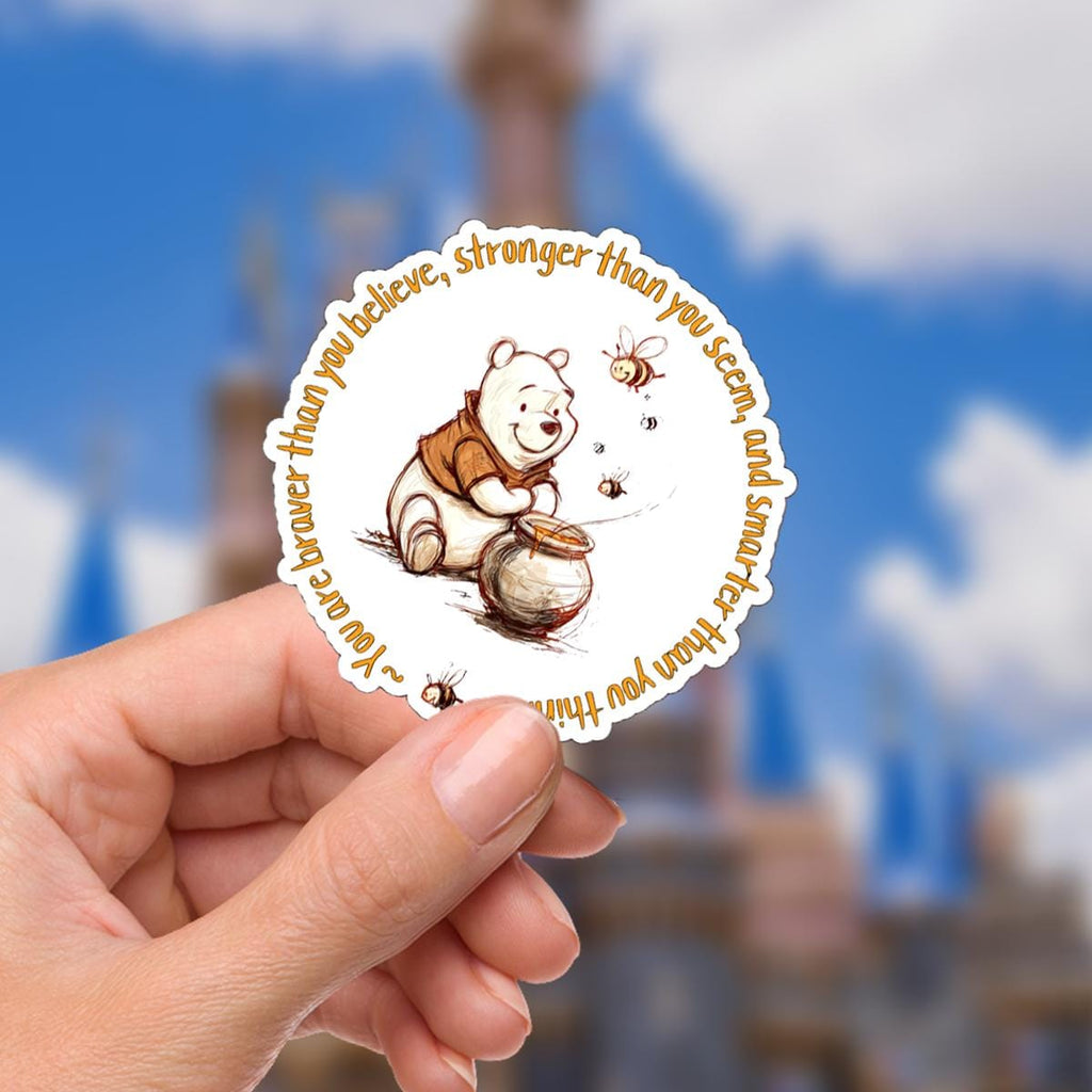 Disneyy Winnie The Pooh Disney Laptop Sticker Positive Affirmation planner stationery decal water bottle cell
