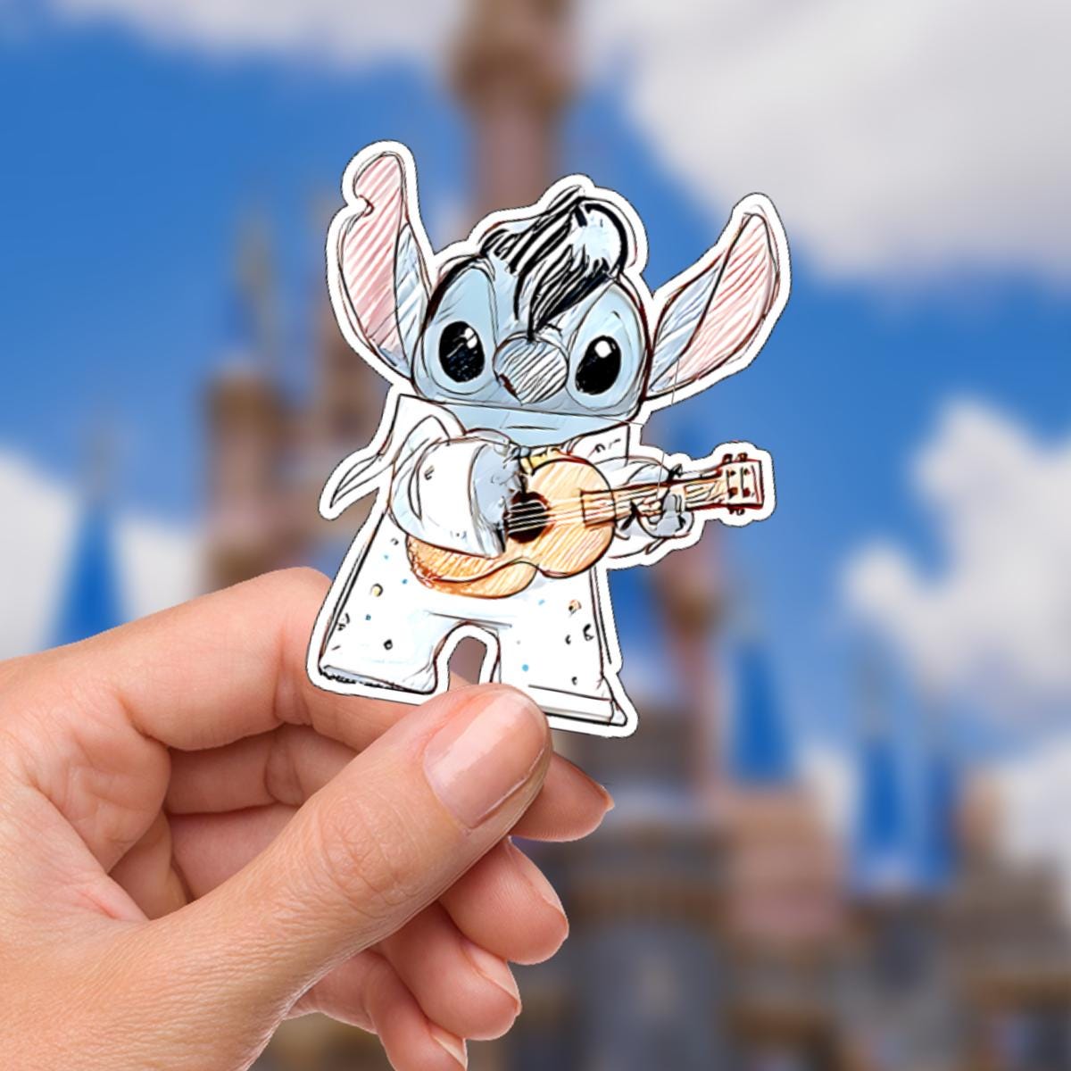 Disney Stitch Elvis Sticker: Waterproof Vinyl Decal for Laptop, Water Bottle