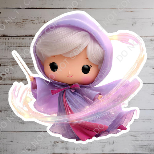 Cinderella Fairy Godmother Vinyl Sticker: Watercolor Castle, Glass Slipper, journal stickers, disney gift, disney present, junk journal