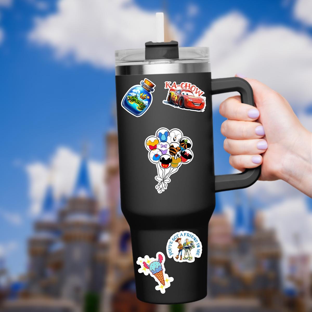 Disneyy Ballons Sticker Waterproof Disney Laptop Stickers/  Mickey, Minnie, Winnie the Pooh Stitch planner stationery decal water bottle cell phone