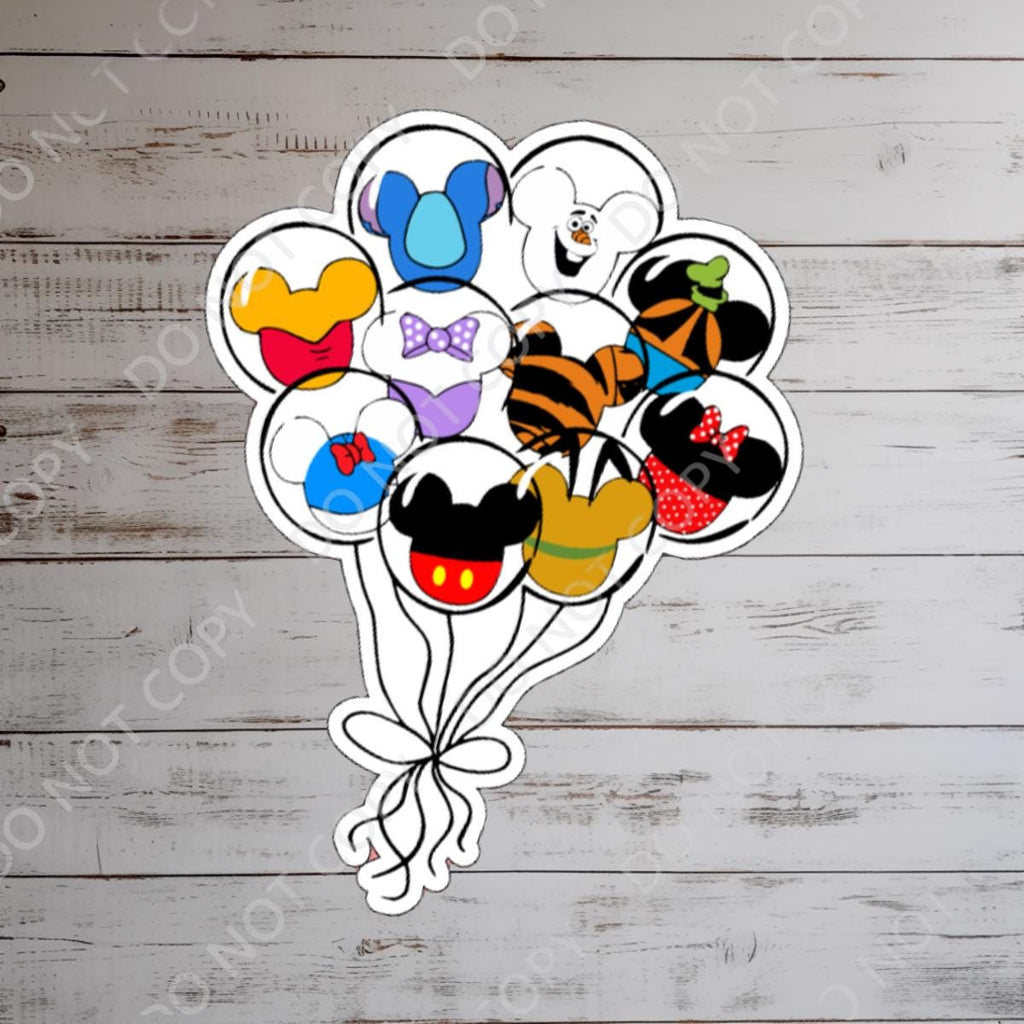 Disneyy Ballons Sticker Waterproof Disney Laptop Stickers/  Mickey, Minnie, Winnie the Pooh Stitch planner stationery decal water bottle cell phone