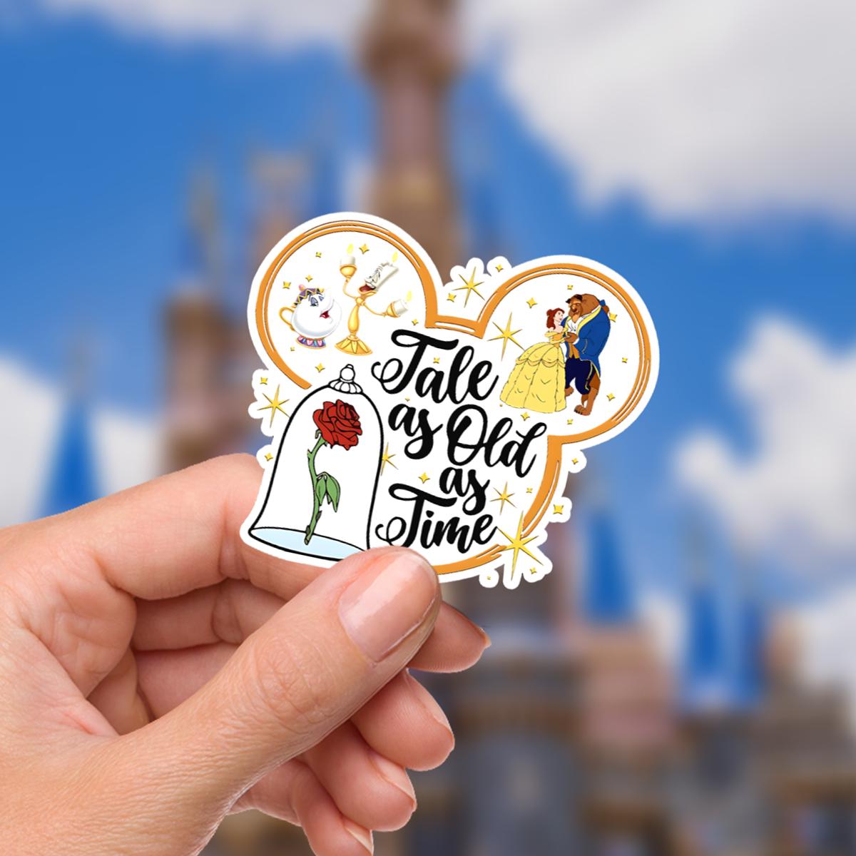 Beauty and The Beast Sticker: Waterproof Vinyl Decal for Laptop, Water Bottle, Tale as old as Time, Disney presents, Disney Gifts, Junk Journal, Journal stickers,