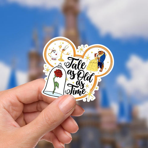 Beauty and The Beast Sticker: Waterproof Vinyl Decal for Laptop, Water Bottle, Tale as old as Time, Disney presents, Disney Gifts, Junk Journal, Journal stickers,