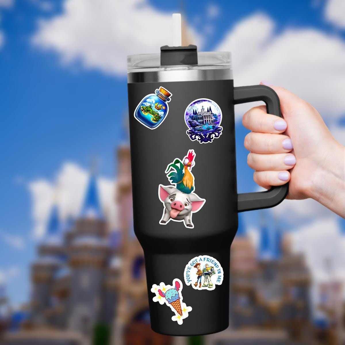 Disneyy Pua Hei Hei Sticker Waterproof Disney Laptop Stickers lightningmcqueen planner stationery decal water bottle cell phone