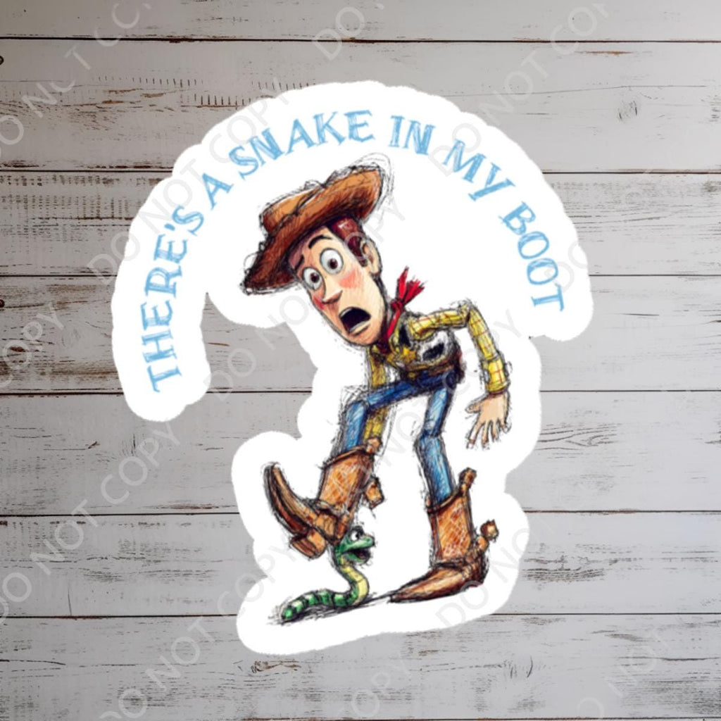 Toy Story Sticker: "There's A Snake In My Boot", Waterproof Vinyl Decal Disney gift, disney present, gift for him, journal sticker, journal stickers, junk journal
