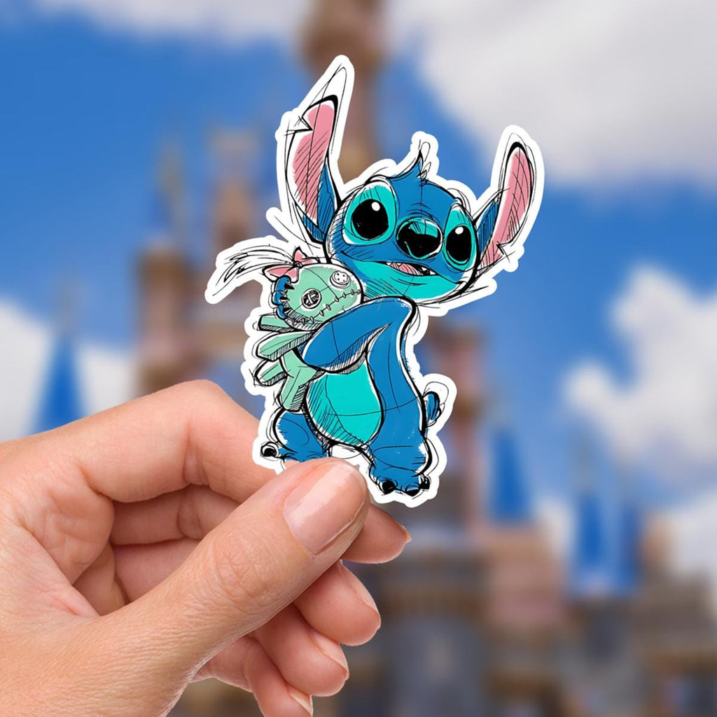 Stitch Waterproof Vinyl Sticker: Lilo and Stitch Ohana Decal, disney sticker, disney present, hydro bottle, journal sticker, stitch sticker, junk journal