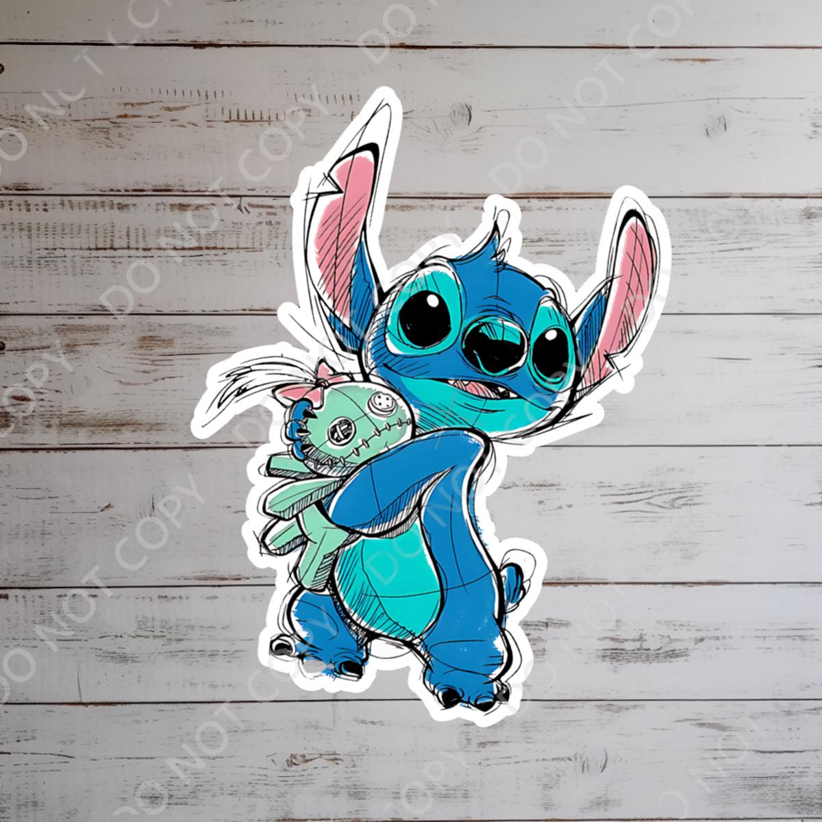 Stitch Waterproof Vinyl Sticker: Lilo and Stitch Ohana Decal, disney sticker, disney present, hydro bottle, journal sticker, stitch sticker, junk journal
