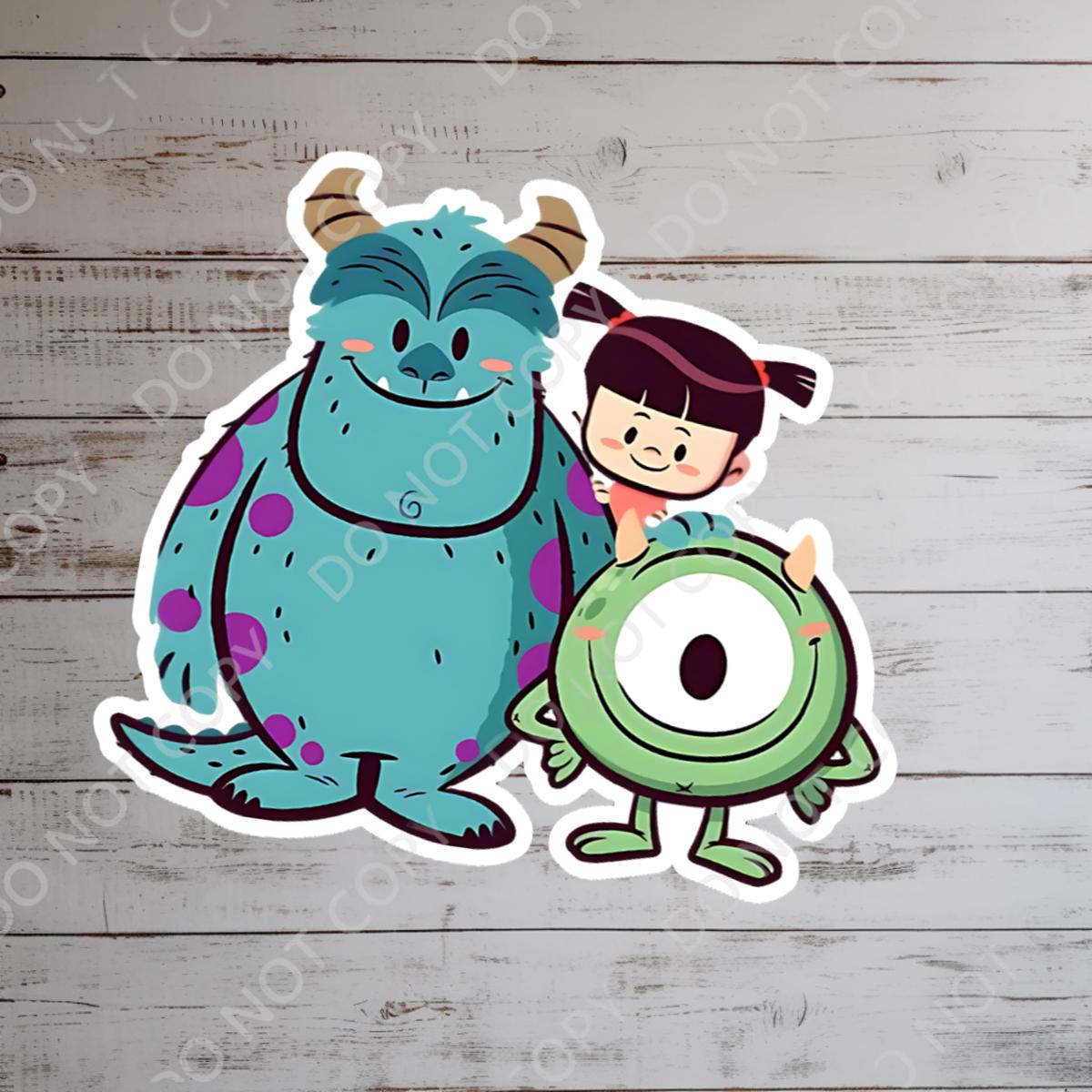 Monsters Inc. Sully and Boo , Kitty ,   World Sticker Waterproof Disney Laptop, Disneying Theme Park Vacation, Castle Park Mouse, Disney stickers, Hydro Bottle, Junk journal, journal stickers