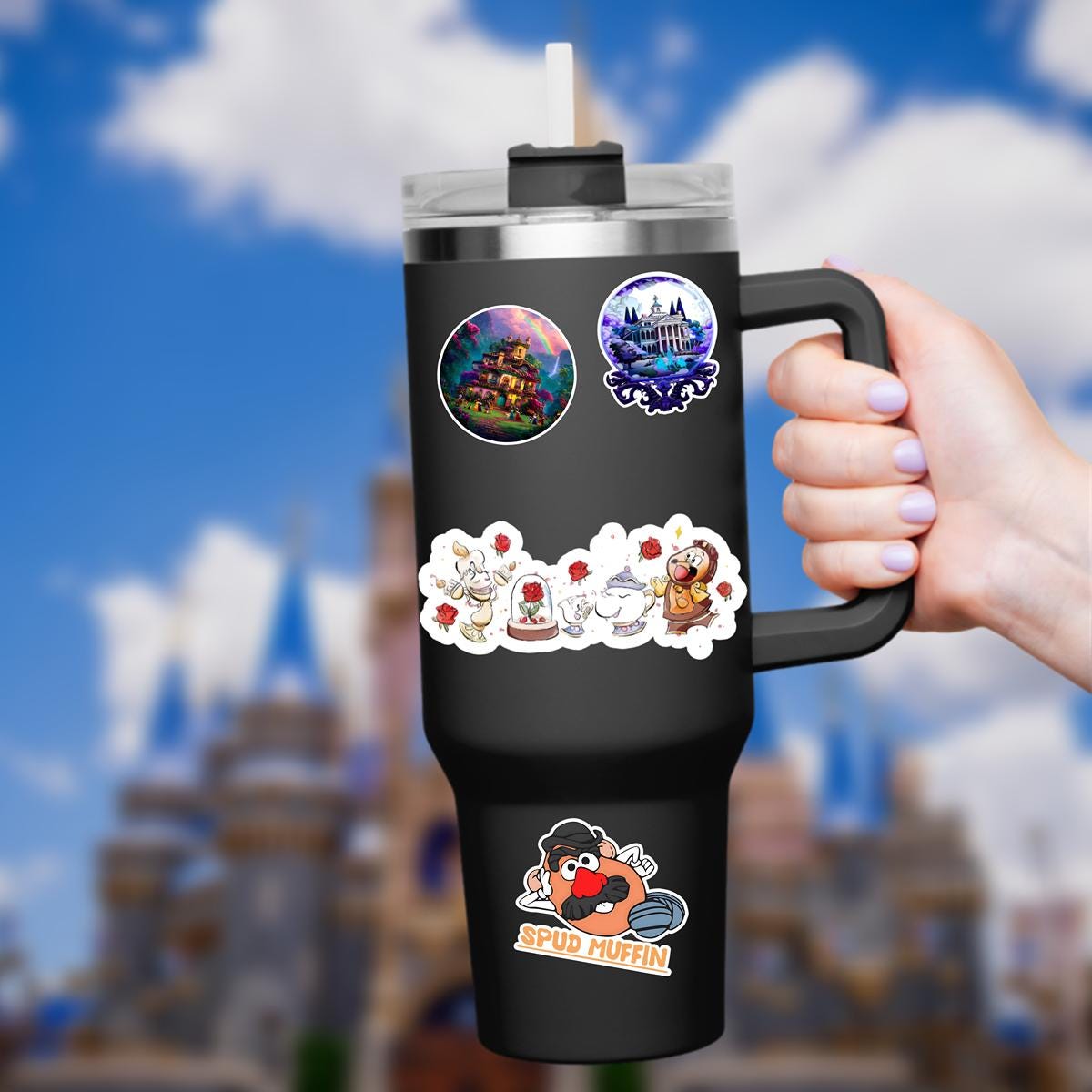 Lumier,  Cogsworth,  Beauty And The Beast  Disneyy World Sticker Waterproof Disney Laptop, Disneying Theme Park Vacation, Castle Park Mouse