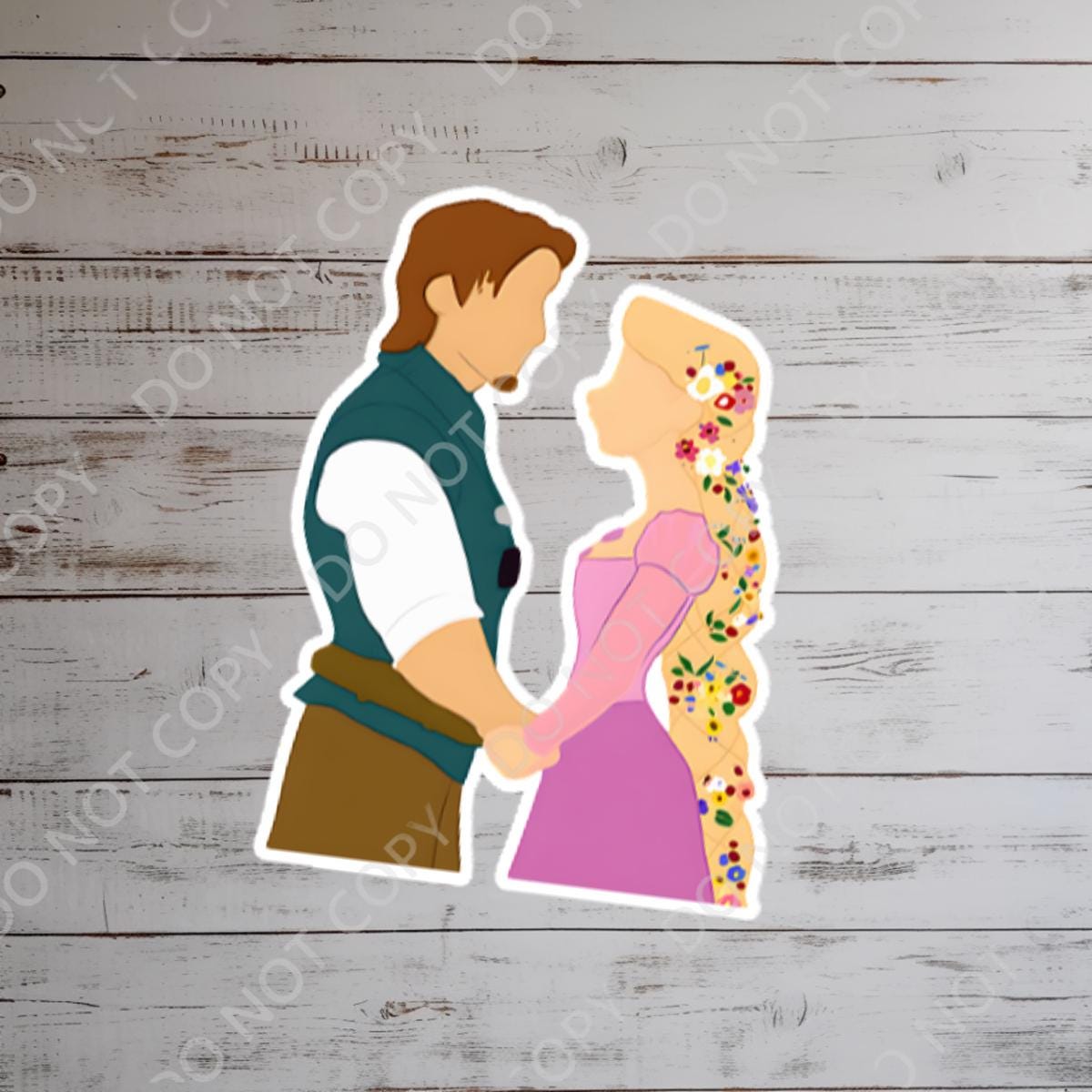 Disney Rapunzel & Flynn Tangled Waterproof Vinyl Sticker - Tangled Floral Sketch