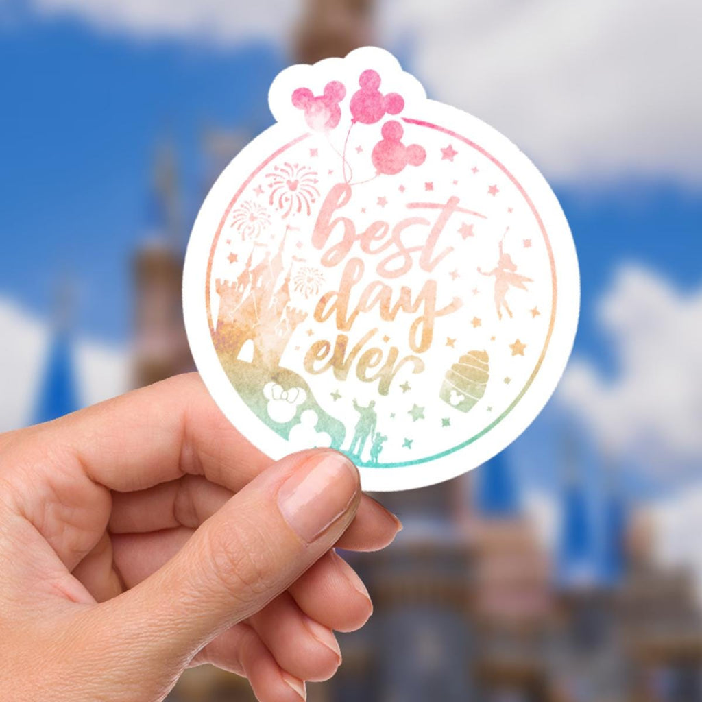 Disneyy Best Day Ever Sticker Waterproof Disney Laptop, Disneying Theme Park Vacation, Castle Park Mouse