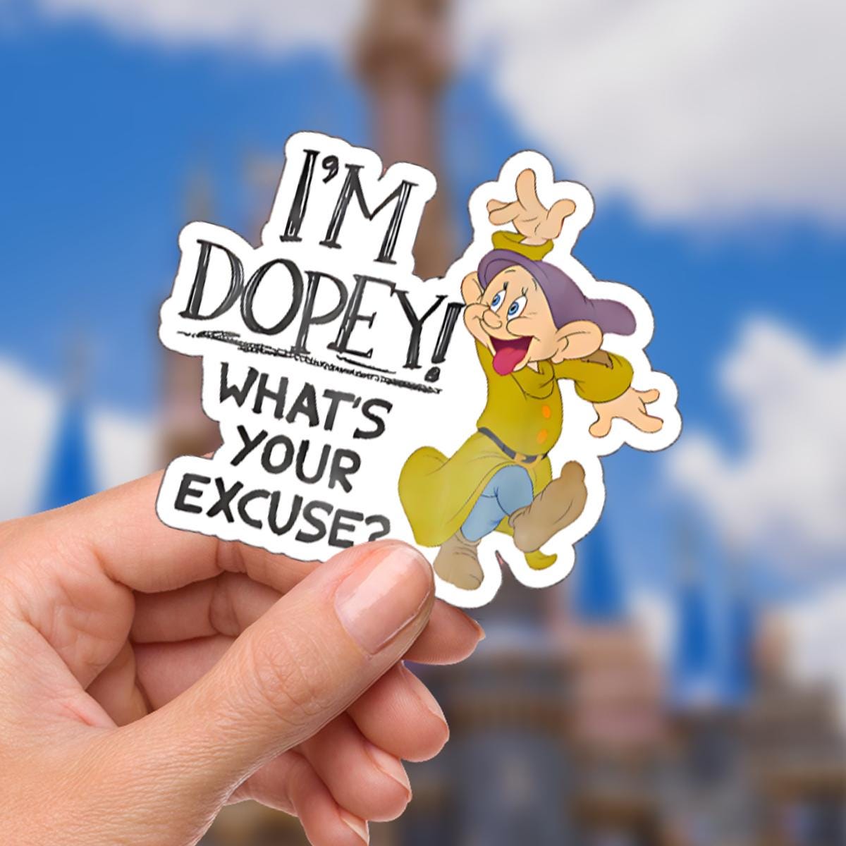 Snow White Seven Dwarfs Dopey Sticker Waterproof Disney Laptop, Disneying Vacation, Castle Park Mouse Disney Water Bottle, Disney Decal