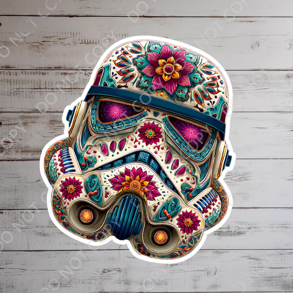 Storm Trooper Sugar Skull Sticker: Waterproof Star Wars Decal Hydro Bottle, Journal, star wars decal, Journal Sticker
