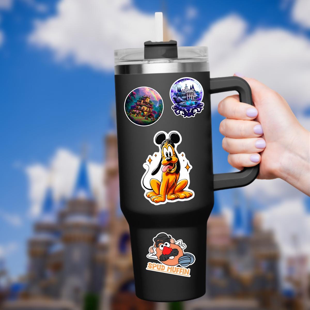 Disney Pluto What A Wonderful World Sticker Waterproof Disney Laptop, Disneying Theme Park Vacation, Castle Park Mouse, Disney Gift, Disney Present,