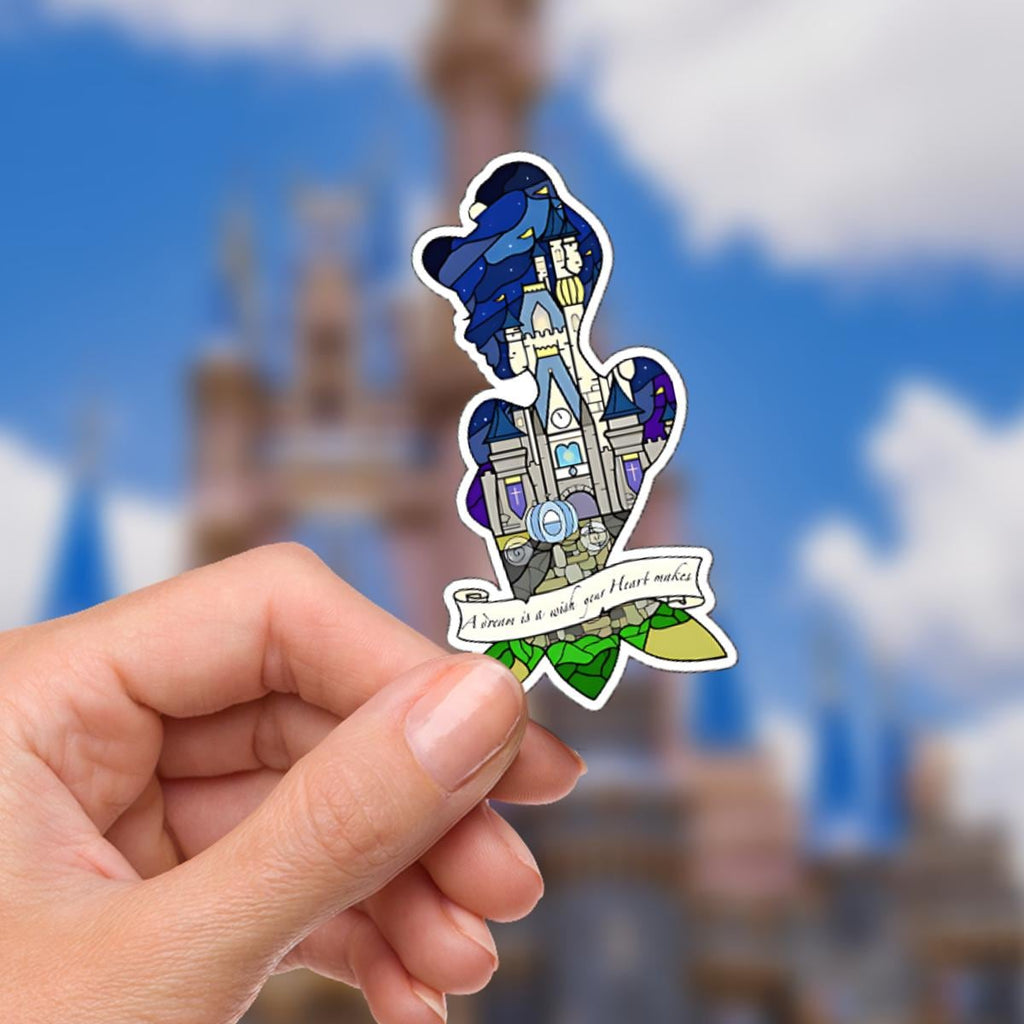 Cinderella Vinyl Sticker: Watercolor Castle, Glass Slipper, journal stickers, disney gift, disney present, junk journal