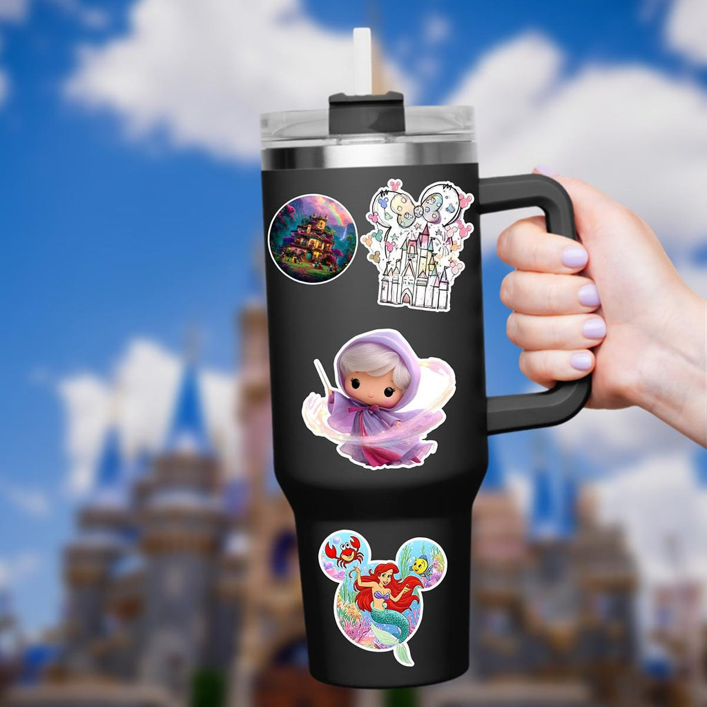 Cinderella Fairy Godmother Vinyl Sticker: Watercolor Castle, Glass Slipper, journal stickers, disney gift, disney present, junk journal