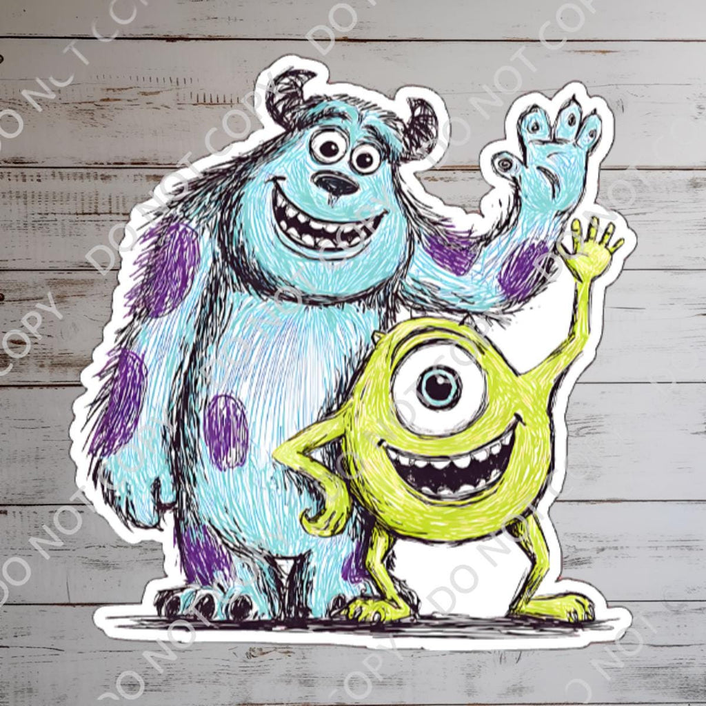 Monsters Inc. Sully and Boo , Kitty ,   World Sticker Waterproof Disney Laptop, Disneying Theme Park Vacation, Castle Park Mouse hydro bottle, disney stickers, junk journal, journal stickers