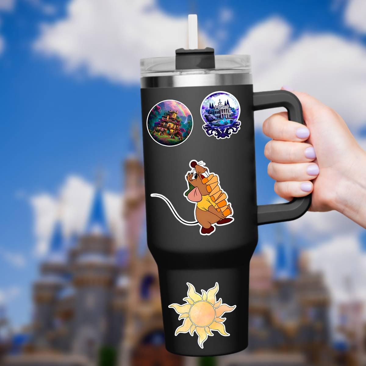 Cinderella Gus Gus Glass SlipperDisney Castle Decal Laptop Sticker/ Walt Disney decal cell phone MickeyMouse planner stationery water bottle
