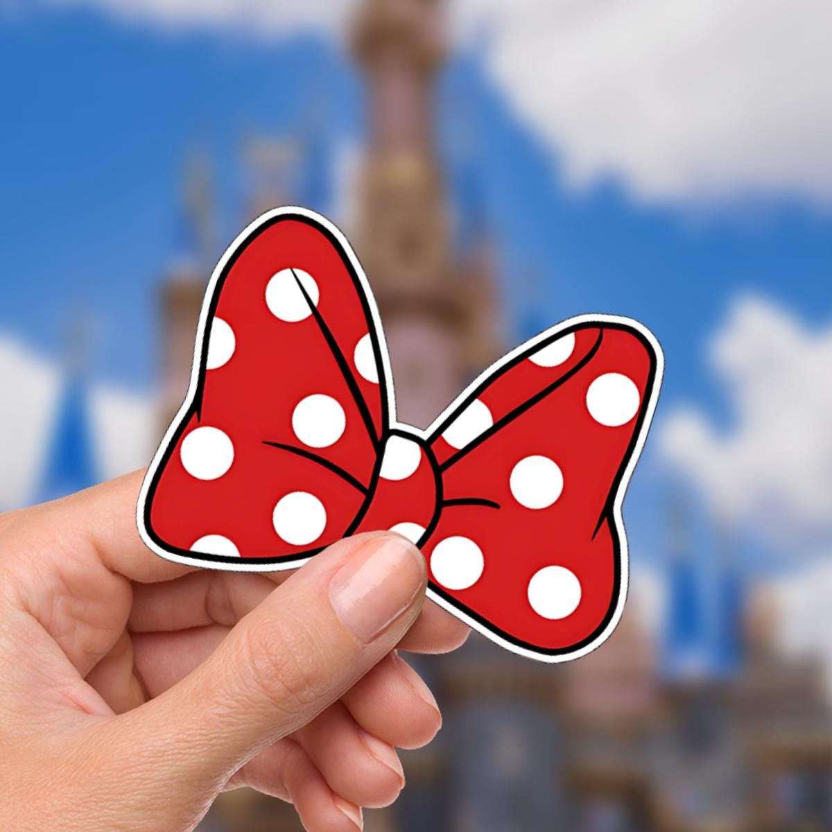 Minnie Mouse Bow Sticker, Waterproof Vinyl Decal Disney Stickers, Junk Journal, Disney Hydro Bottle,