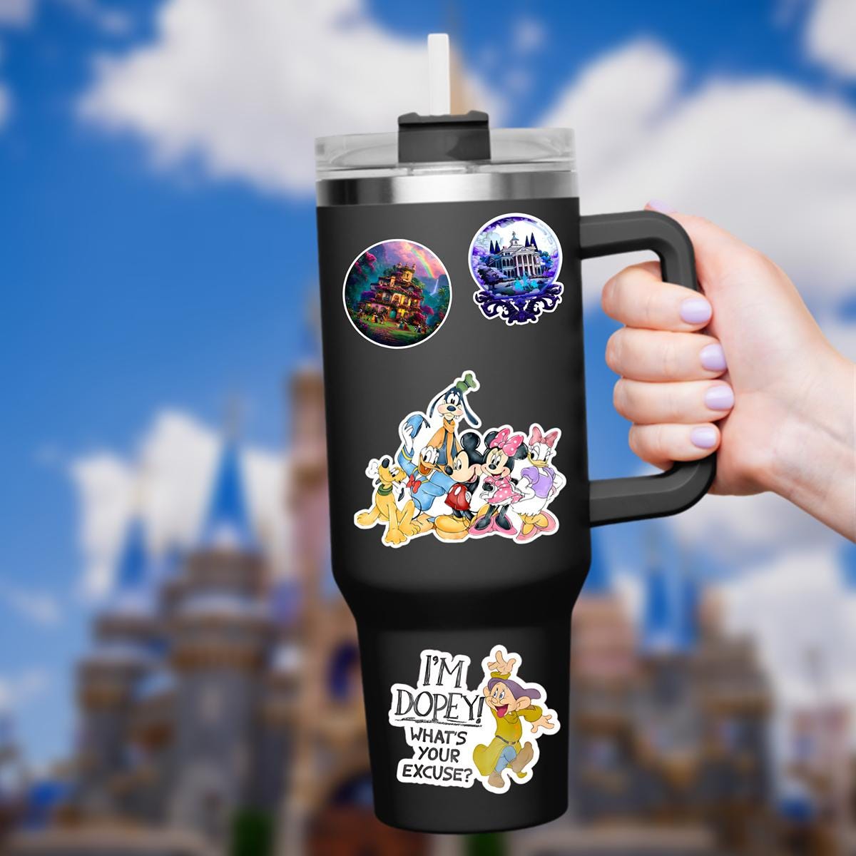 Disney Mickey And Friends What A Wonderful World Sticker Waterproof Disney Laptop, Disneying Theme Park Vacation, Castle Park Mouse